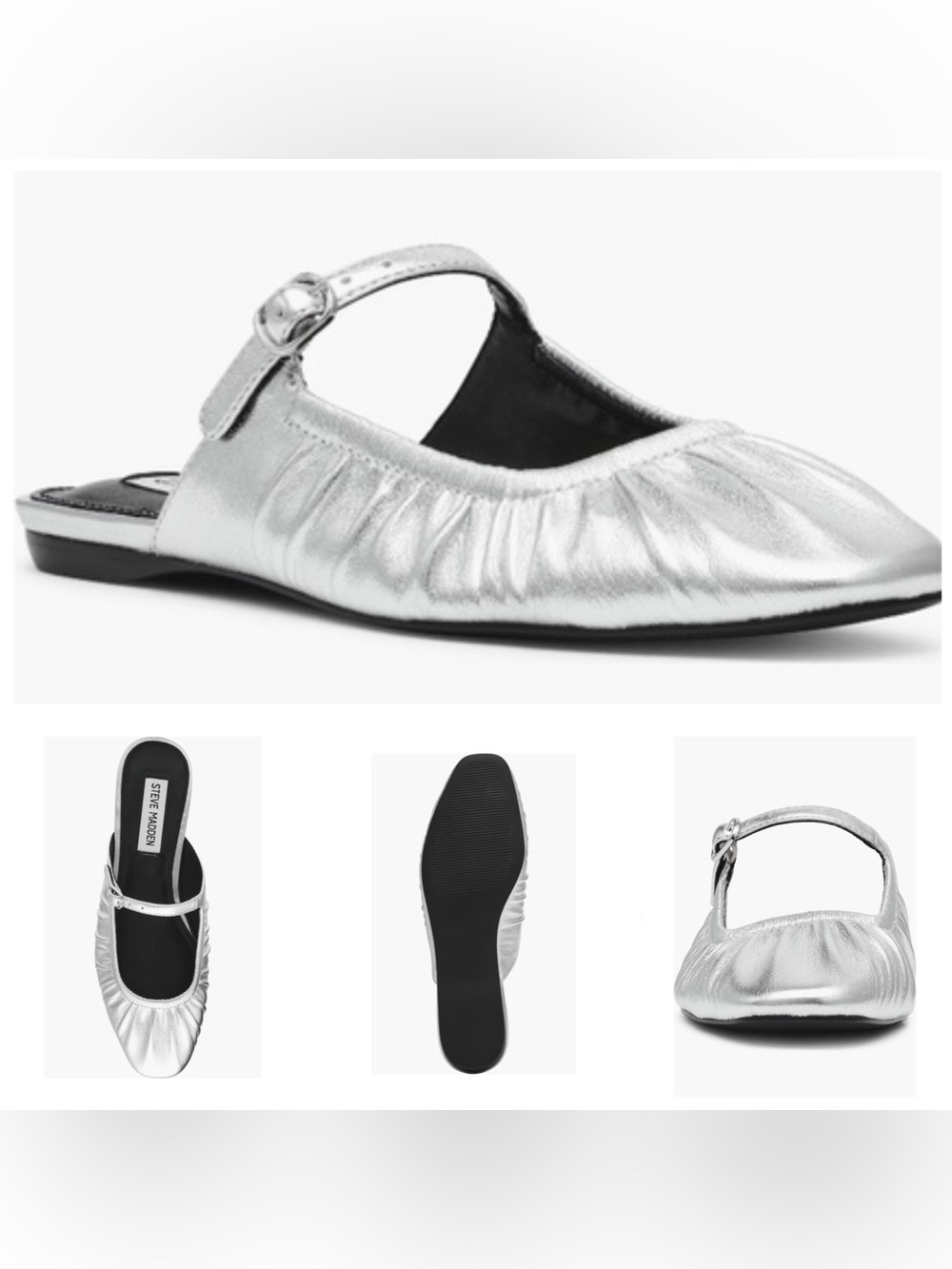 NWOT Steve Madden Gisele Metallic Silver Mary Jane - Picture 4 of 9